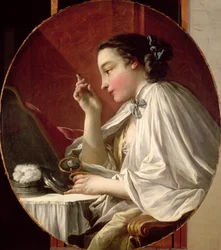 Frau bei ihrer Toilette